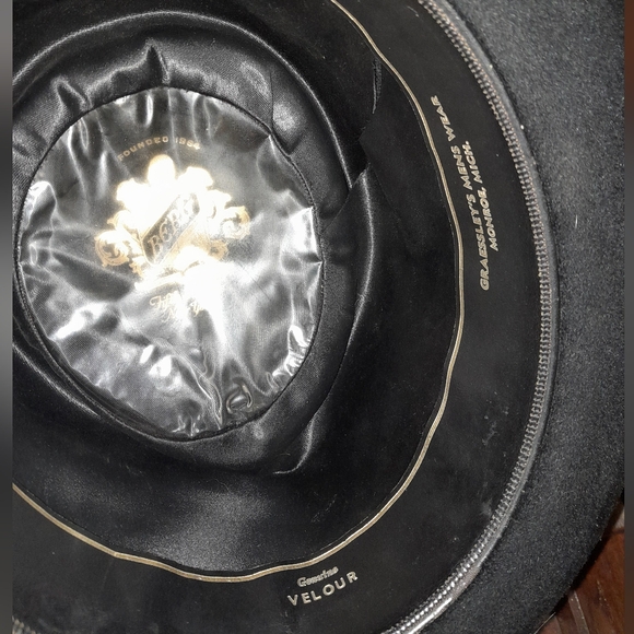 Vintage Berg Fedora Hat. Black velour, Large - Picture 8 of 9